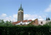 Hrad Telč - celkový pohled na kostel sv. Ducha od jihovýchodu