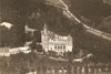 Zámek Nový Stránov - letecký pohled na zámek na pohlednici před rokem 1948
